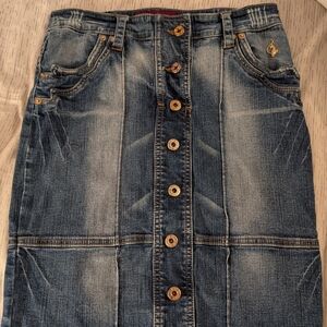 Button-Front Denim Skirt